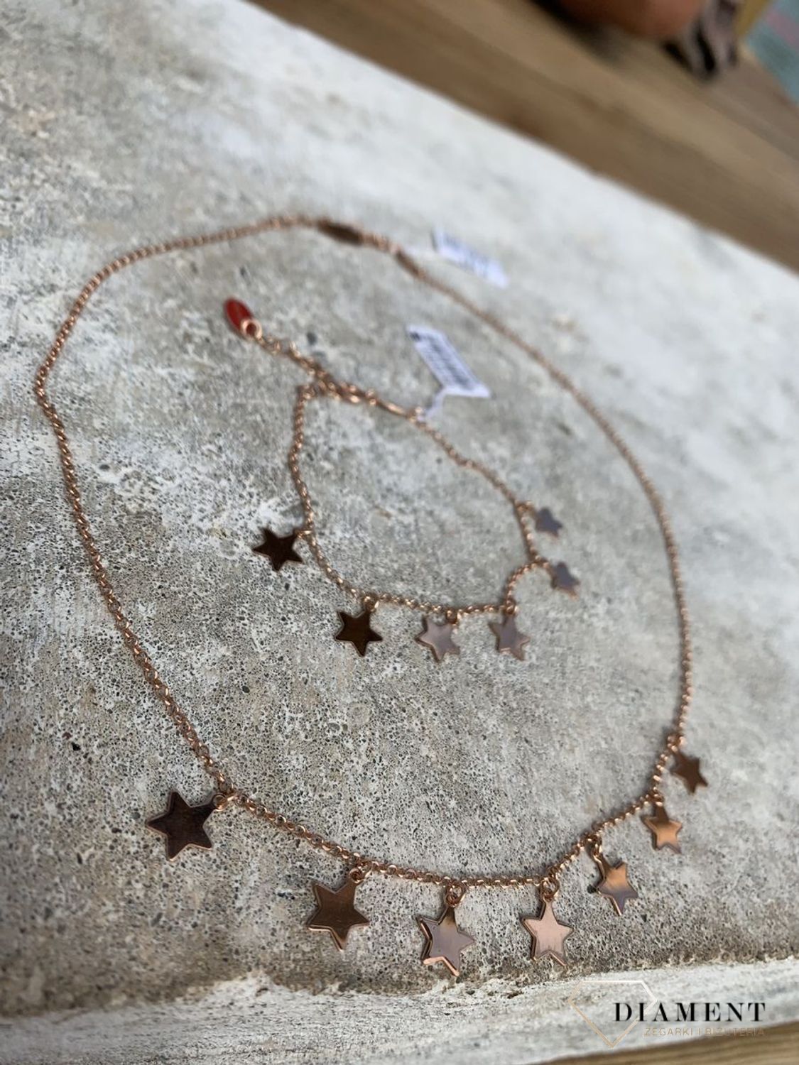 Bransoletka srebrna z gwiazdkami pokryta różowym złotem Dall'Acqua B RM 21092 058.jpg